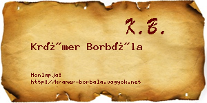 Krámer Borbála névjegykártya