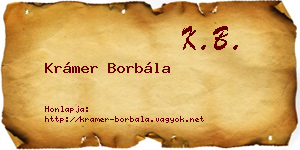 Krámer Borbála névjegykártya